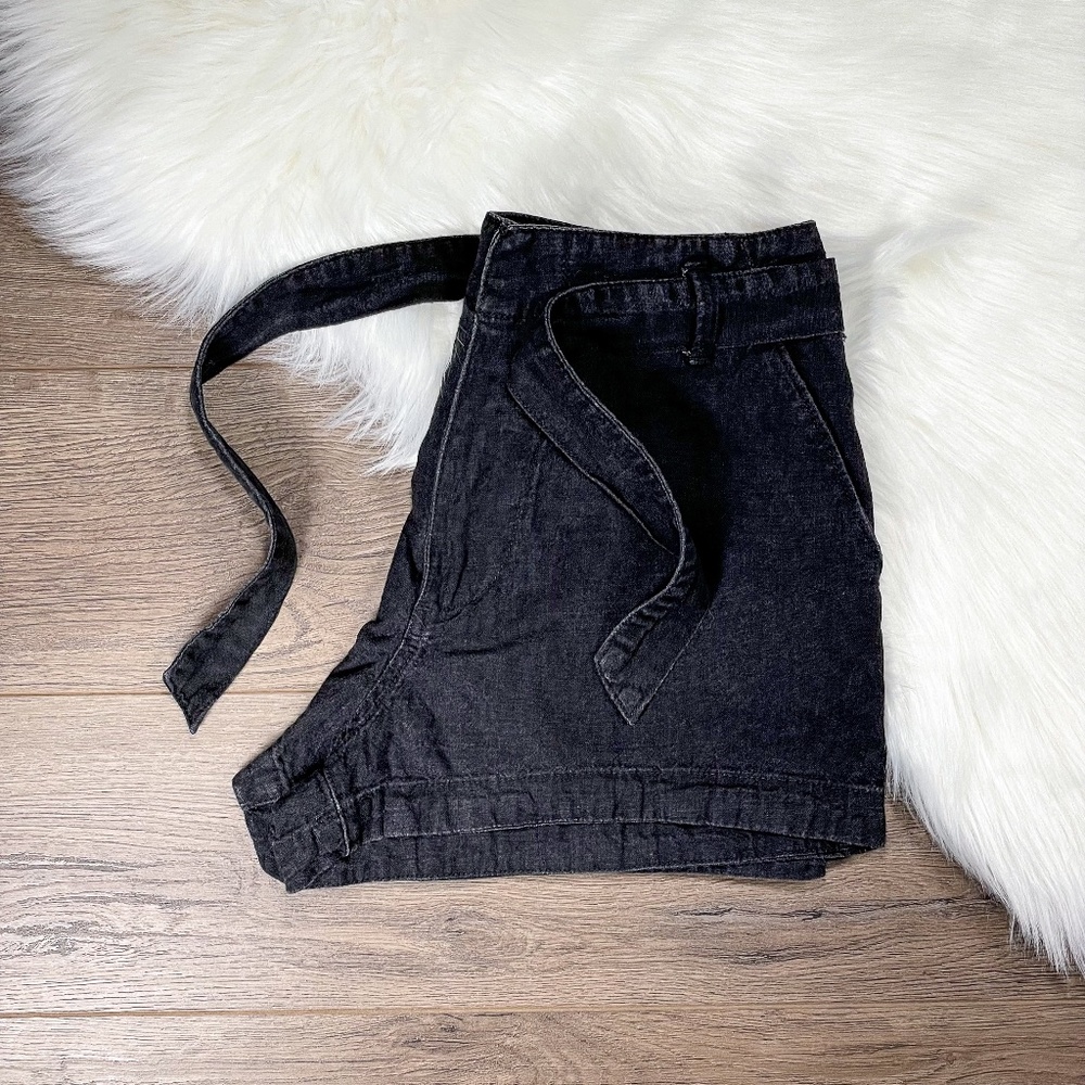 A&F | High-Rise Tie-Waist Linen Blend Short